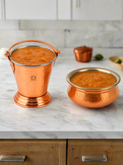 Copper Hammered Serving Bucket & Handi Bowl – Serving Bowl