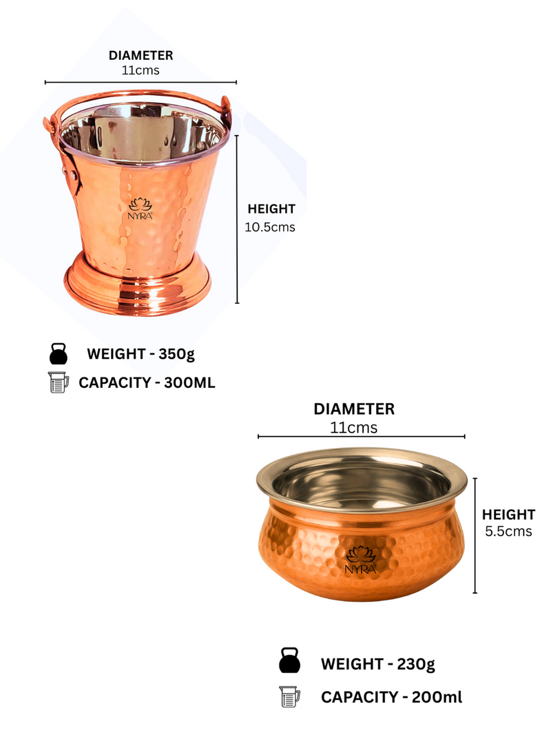 Copper Hammered Serving Bucket & Handi Bowl – Serving Bowl