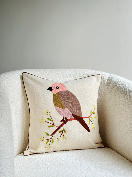 Nurture India on Tree Embroidered Cushion Cover 16x 16-Inch