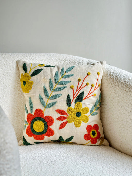 Nurture India Bohemian Floral Tufted Cushion Cover