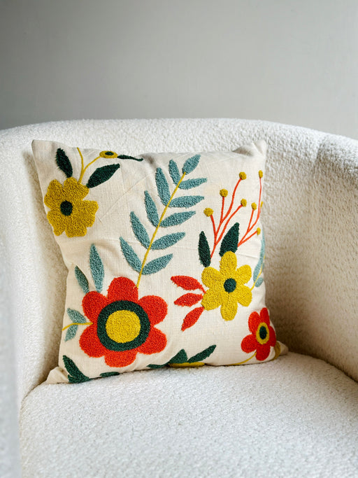 Nurture India Bohemian Floral Tufted Cushion Cover