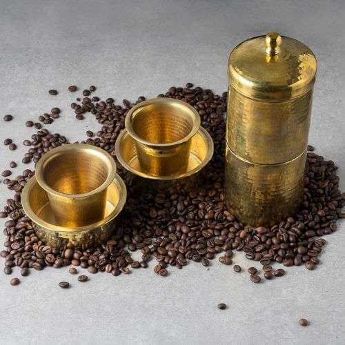Brass Coffee Filter Medium & Davara Tumbler Combo – Kitchen Utensil