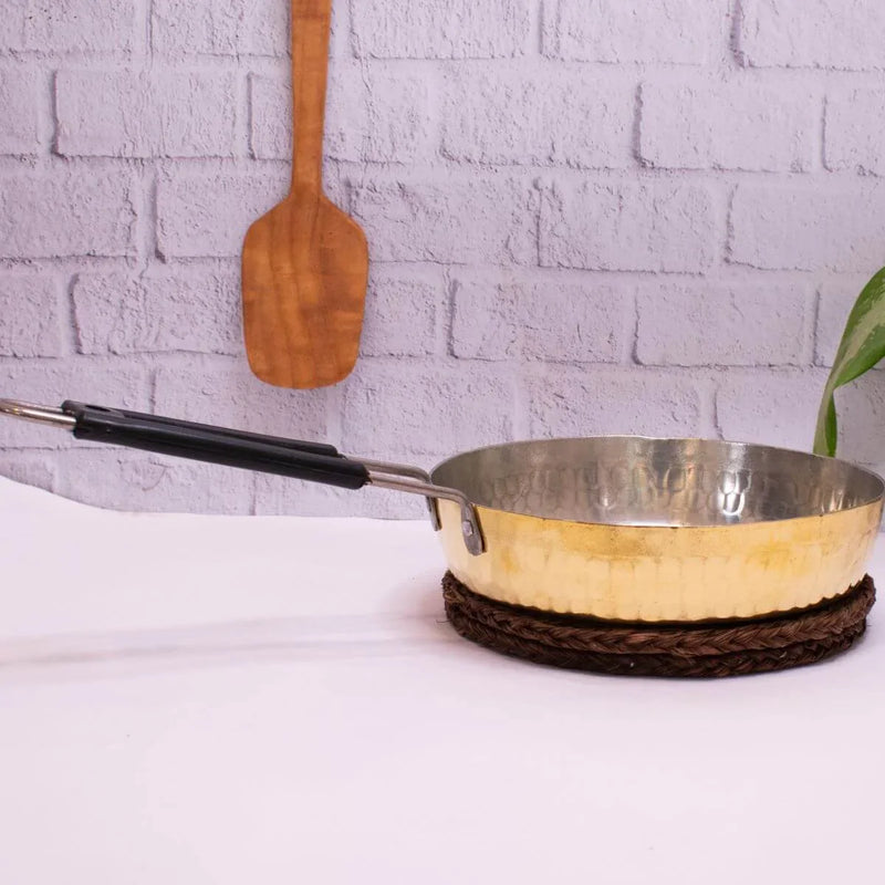 Brass Fry Pan with Heat Resistant long handle – Cooking Pan