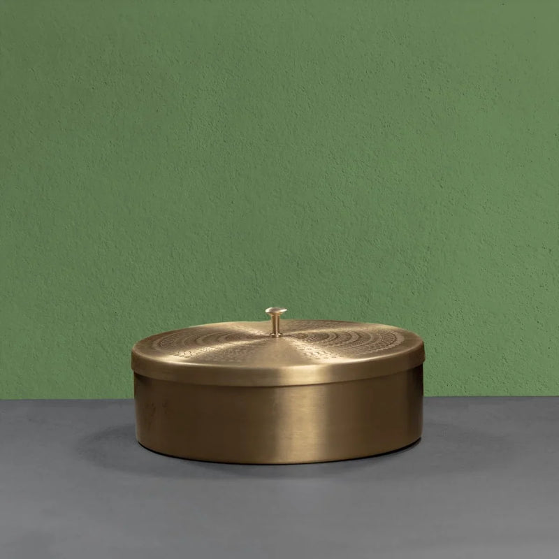 Brass Roti Chapati Box Mandala Art design with Tong – Utensil