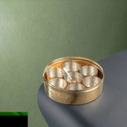 Brass Spice Box- Large with Tin coating & Plate – Masala Spice Box