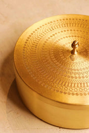 Brass Roti Chapati Box Mandala Art design with Tong – Utensil