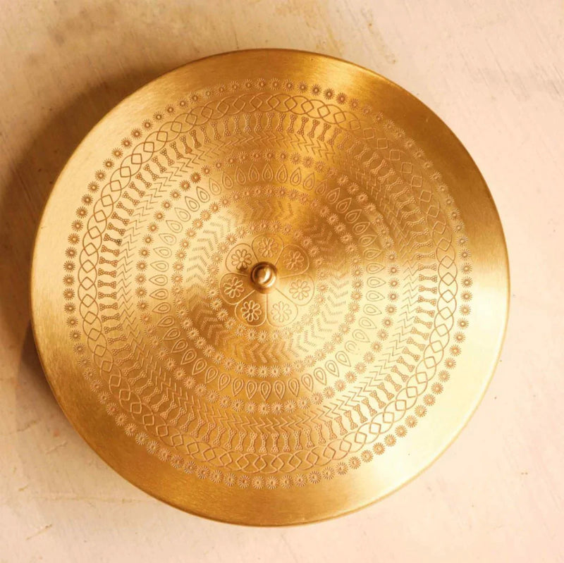 Brass Roti Chapati Box Mandala Art design with Tong – Utensil