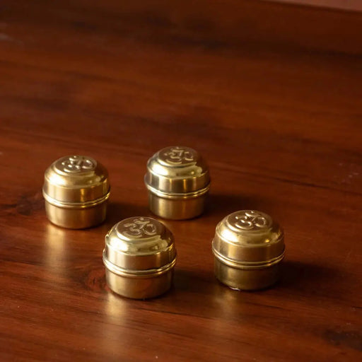 Brass Sindoor Dibbi OM-Set of 4 – Gift Set