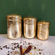 Brass Storage Canister Hammered - Combo Set of 3 – Gift Set