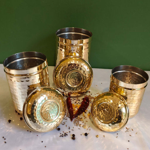 Brass Storage Canister Hammered - Combo Set of 3 – Gift Set