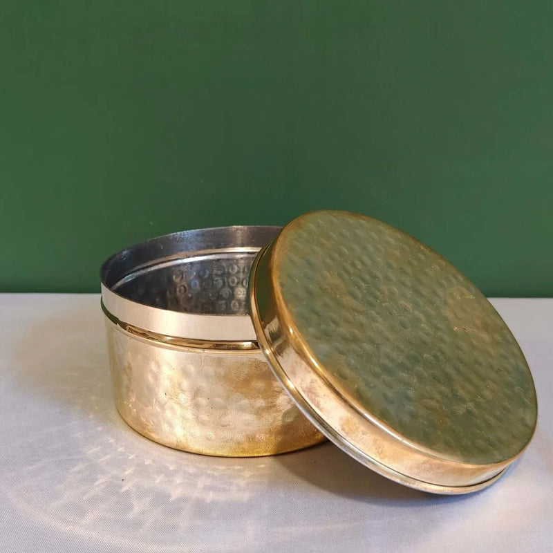 Brass Storage Dabba Hammered Container – Utensil