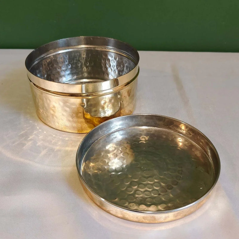 Brass Storage Dabba Hammered Container – Utensil