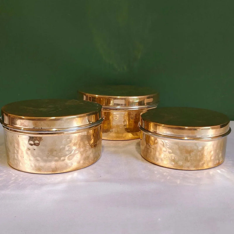 Brass Storage Dabba Hammered Container – Utensil