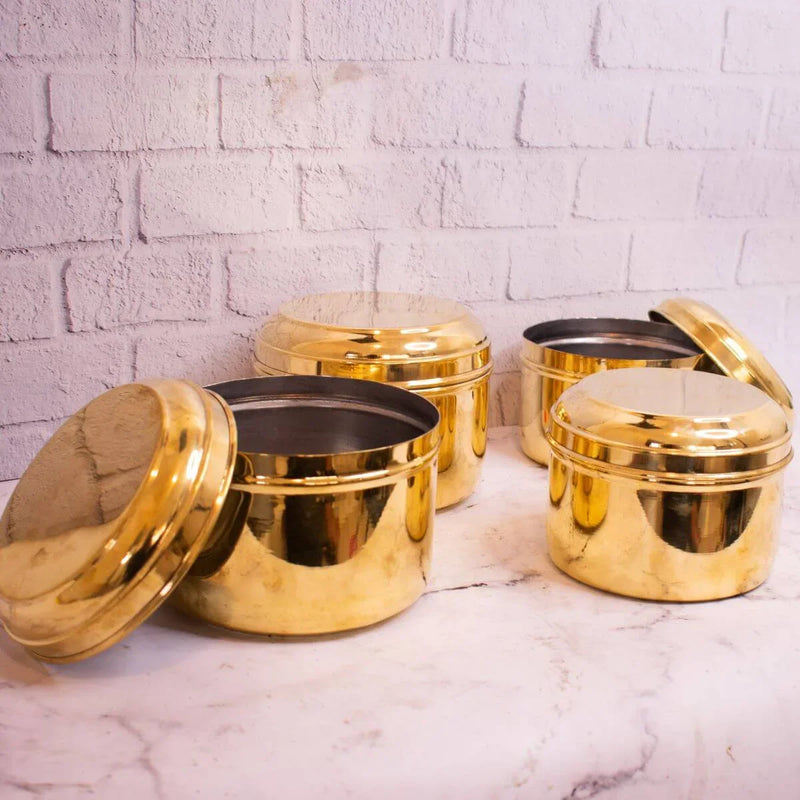 Brass Storage Tiffin Box Containers (With tin Coating) – Brass Tiffin Container