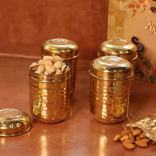 Brass Storage Canister Hammered - Small (Set of 2) – Gift Set
