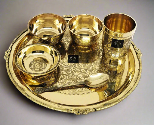 Traditional Brass Dinner Thali Set – Kitchen Utensil