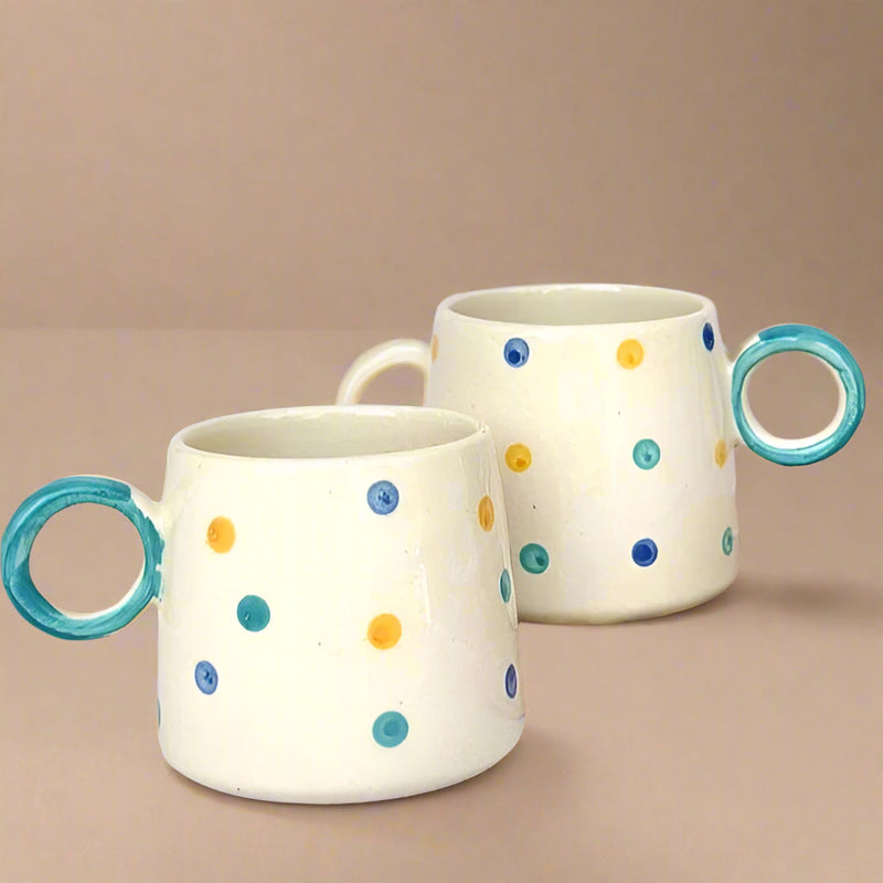 Nurture India Bright Playful Polka Dot Mug Large 15-oz