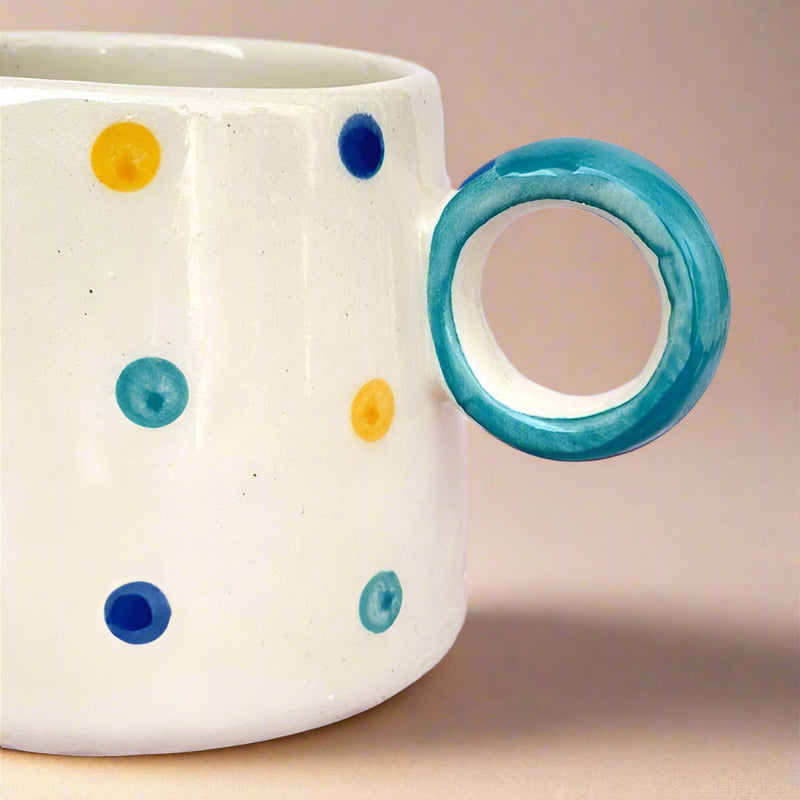 Nurture India Bright Playful Polka Dot Mug Large 15-oz