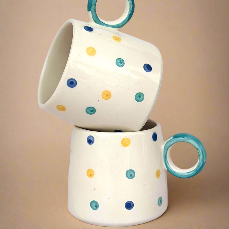 Nurture India Bright Playful Polka Dot Mug Large 15-oz