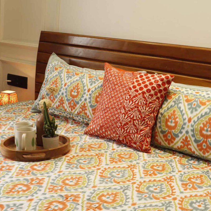 local-kala-ikkat-orange-big-flat-i-fitted-bedsheet-108x108-inches