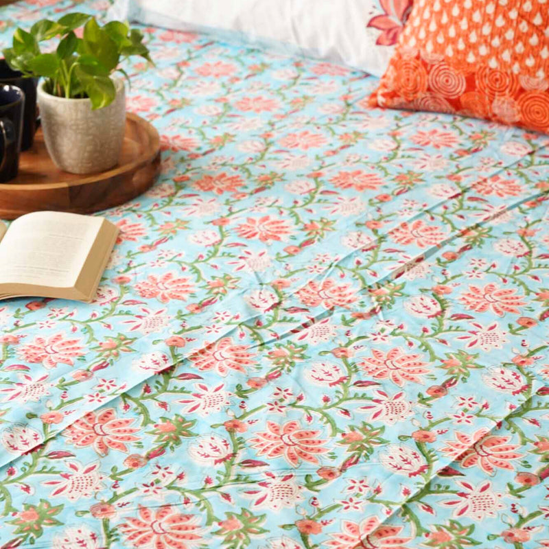 local-kala-ambar-handblock-percale-bedsheet-108x108-inches