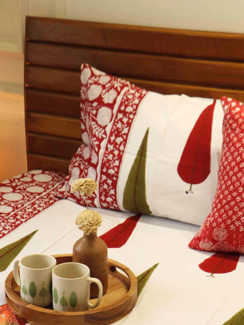 local-kala-red-pine-hand-block-bedsheet-108x108-inches