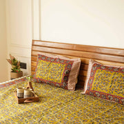 local-kala-kalamkari-mehandi-flat-fitted-bedsheet-90x108-inches