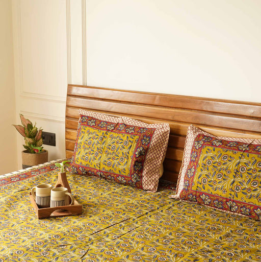 local-kala-kalamkari-mehandi-flat-fitted-bedsheet-90x108-inches