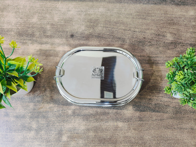 Stainless Steel Oval Lunch Box with Leakproof Container – Storage Container