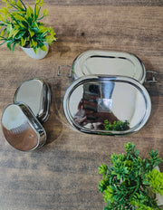 Stainless Steel Oval Lunch Box with Leakproof Container – Storage Container