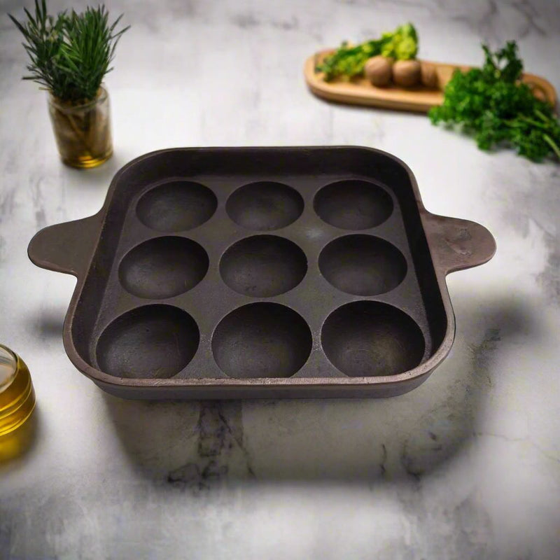 Cast Iron Paniyaram Pan – 9 Pits