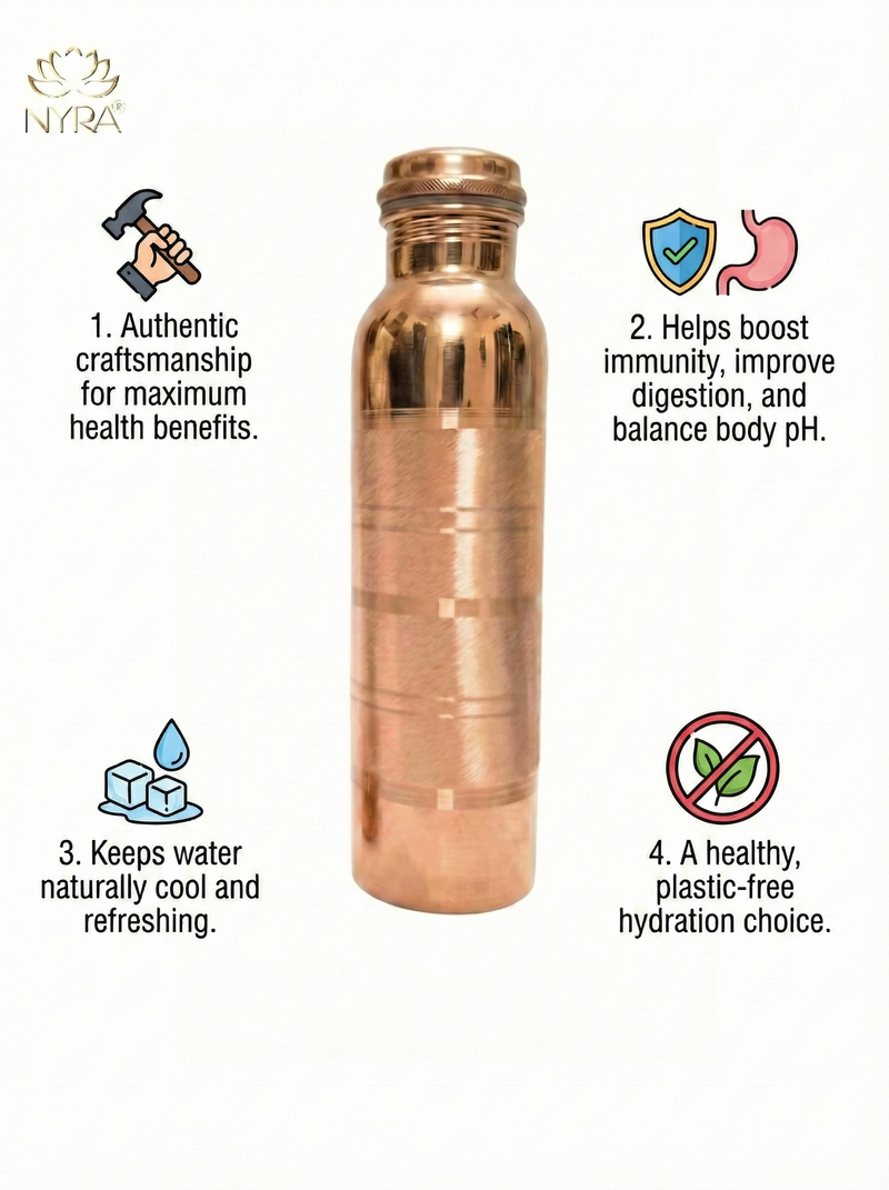 Pure Copper Water Bottle with silver touch – Copper Water Bottle