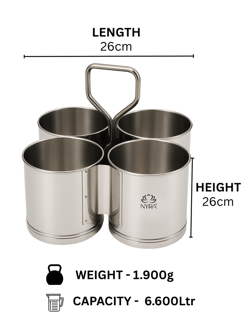 Stainless Steel Chaumukha/Chougadha Vegetable Holder with Handle – Kitchenware