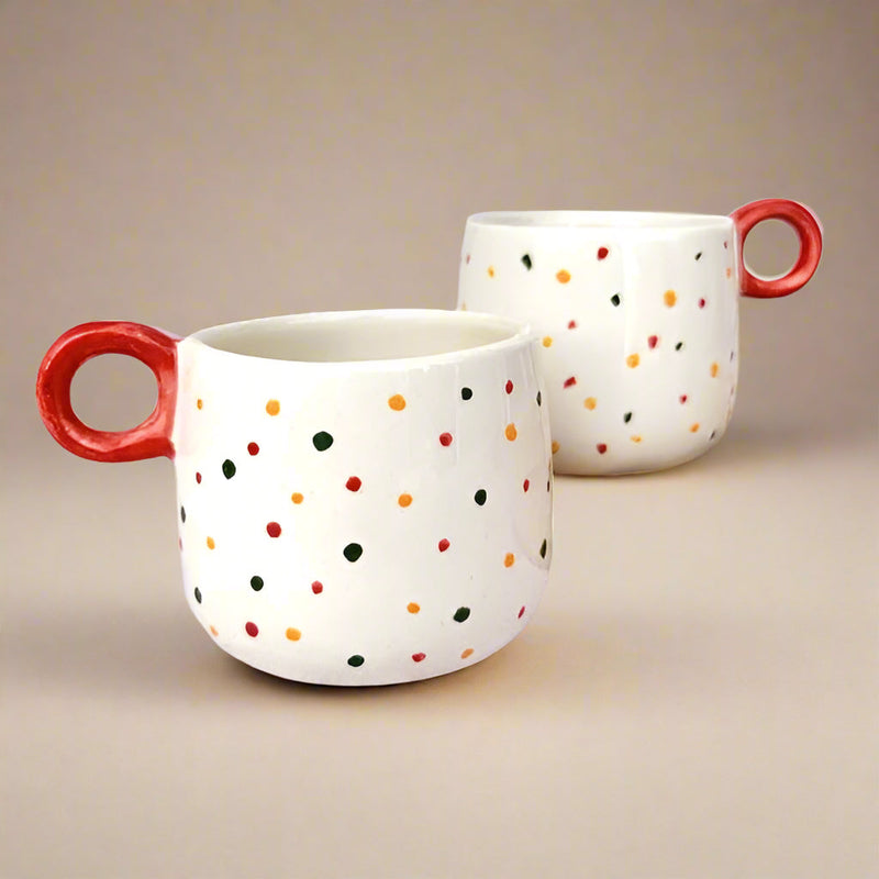 Nurture India Colourful Dots Ceramic Coffee Cup 12-oz