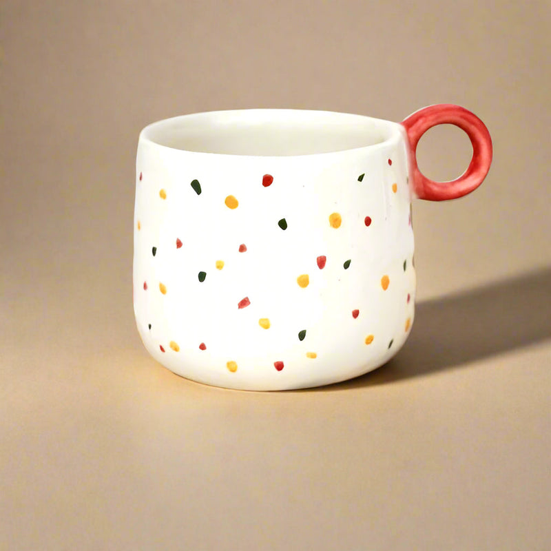 Nurture India Colourful Dots Ceramic Coffee Cup 12-oz