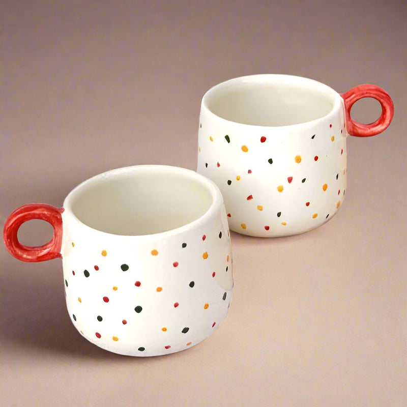 Nurture India Colourful Dots Ceramic Coffee Cup 12-oz