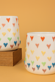 Nurture India Embossed Rainbow Heart Mug
