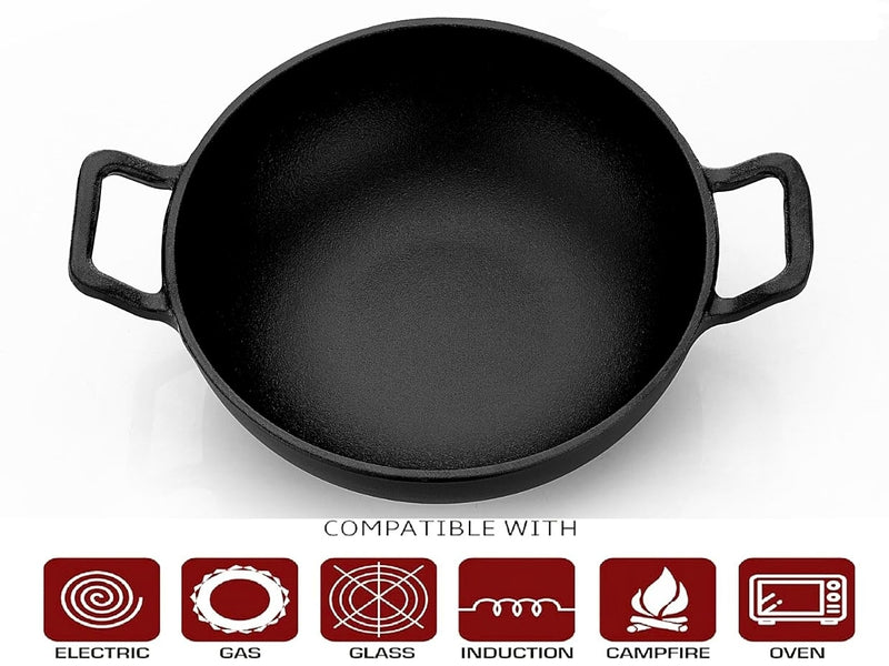 Pre-Seasoned Cast Iron Wok/Kadhai – Cooking Kadai
