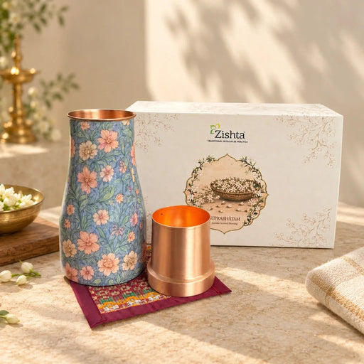 zishta-copper-enamel-flower-carafe-gift-set