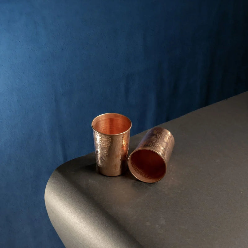 Copper Water Tumbler-Glass Set – Copper Drinking Glass Set