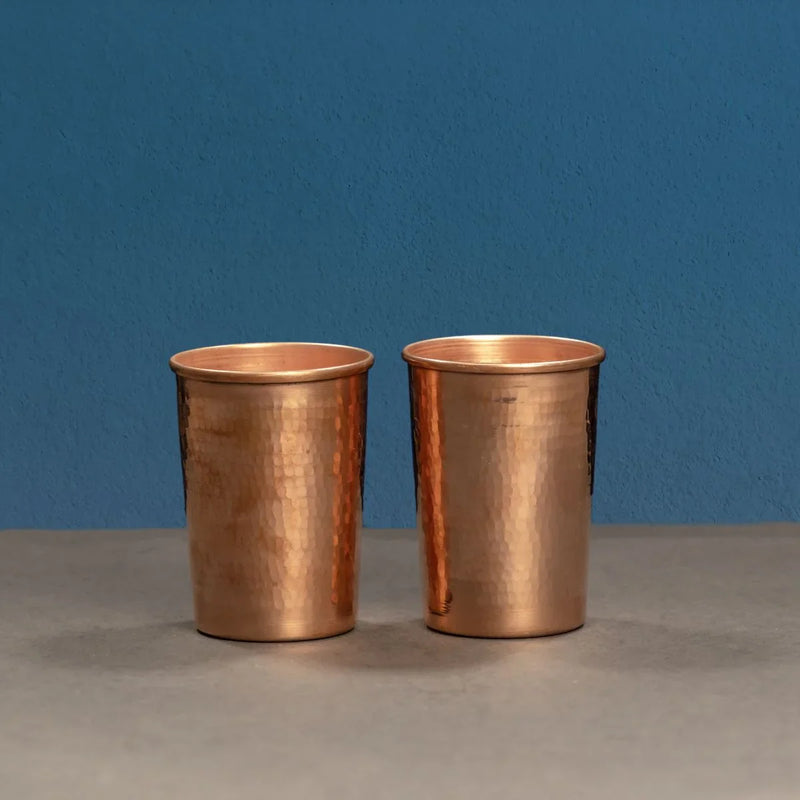 Copper Water Tumbler-Glass Set – Copper Drinking Glass Set