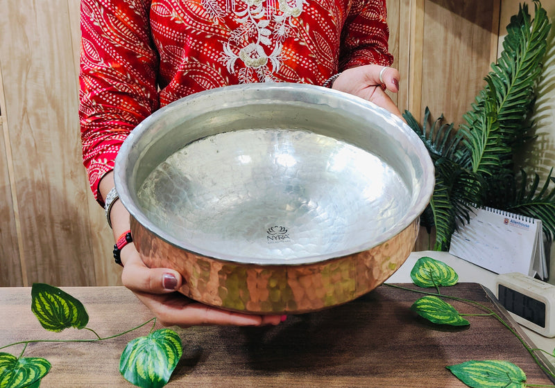 Premium Hammered Copper Lagan/Cooking Pot with Kalai/Tin Coating – Kitchen Utensil