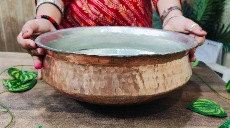 Premium Hammered Copper Lagan/Cooking Pot with Kalai/Tin Coating – Kitchen Utensil