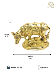 Pure Brass Kamdhenu Cow & Calf Idol – Brass Hindu Idol