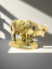 Pure Brass Kamdhenu Cow & Calf Idol – Brass Hindu Idol