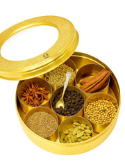 Brass Spice Box with see-through lid – Masala Spice Box
