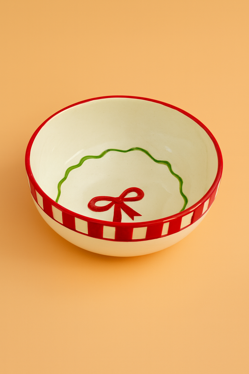 Nurture India Candy Cane Ceramic Bowl Large Small