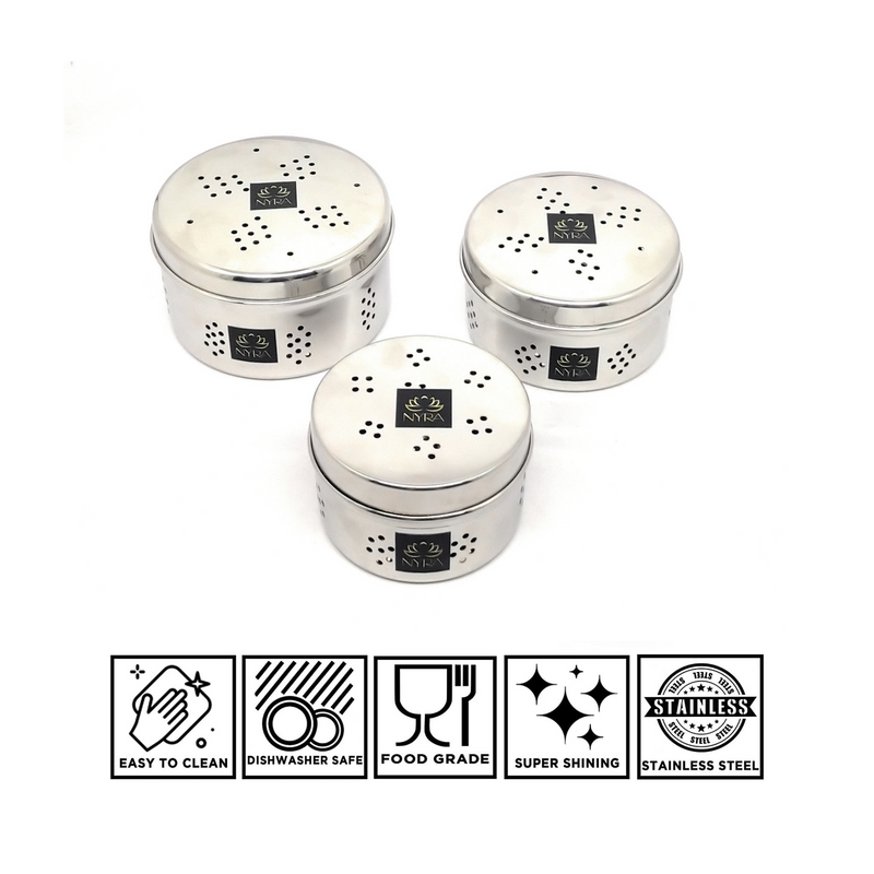 Stainless Steel Coriander Storage Box with Air Ventilation Holes – Storage Container