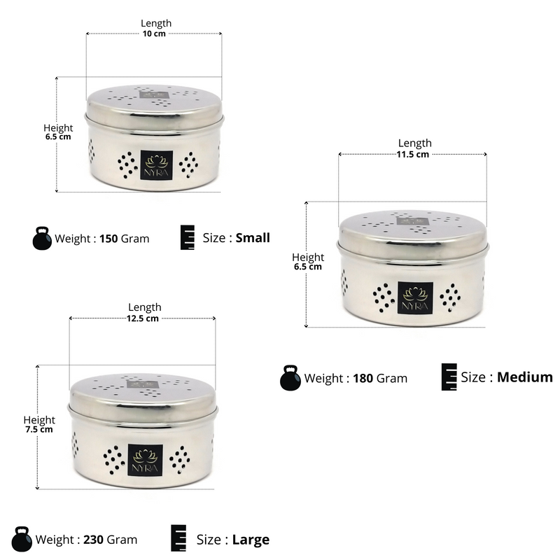 Stainless Steel Coriander Storage Box with Air Ventilation Holes  (Set of 3)– Storage Container