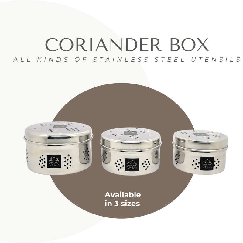 Stainless Steel Coriander Storage Box with Air Ventilation Holes – Storage Container